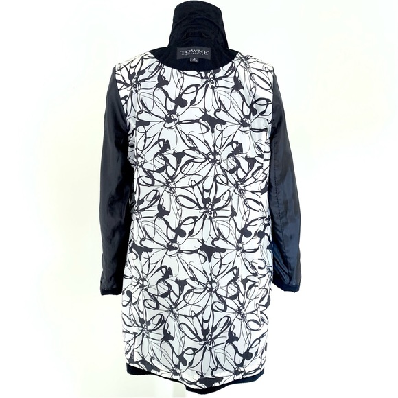 London Fog Towne Collection Black Trench Coat with Floral Lining, Women's Medium - Picture 6 of 8